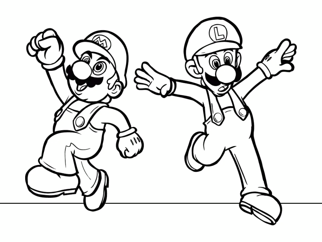 Mario And Luigi Coloring Page