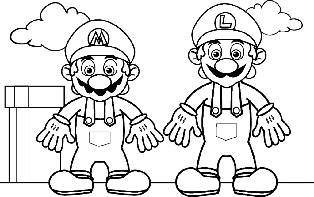 Mario And Luigi Coloring Sheet