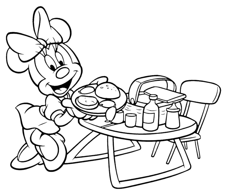 Minnie Mouse Picnic Coloring Page