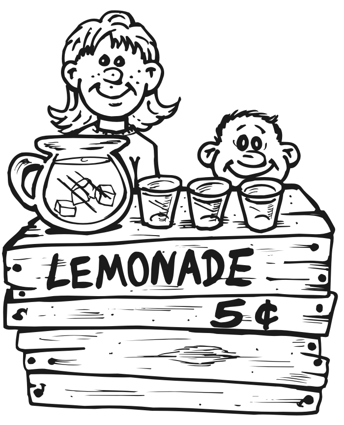 Summer Lemonade Stand Coloring Page