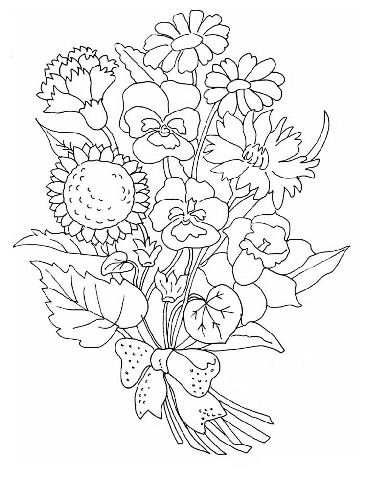 Sunny Flowers Coloring Page