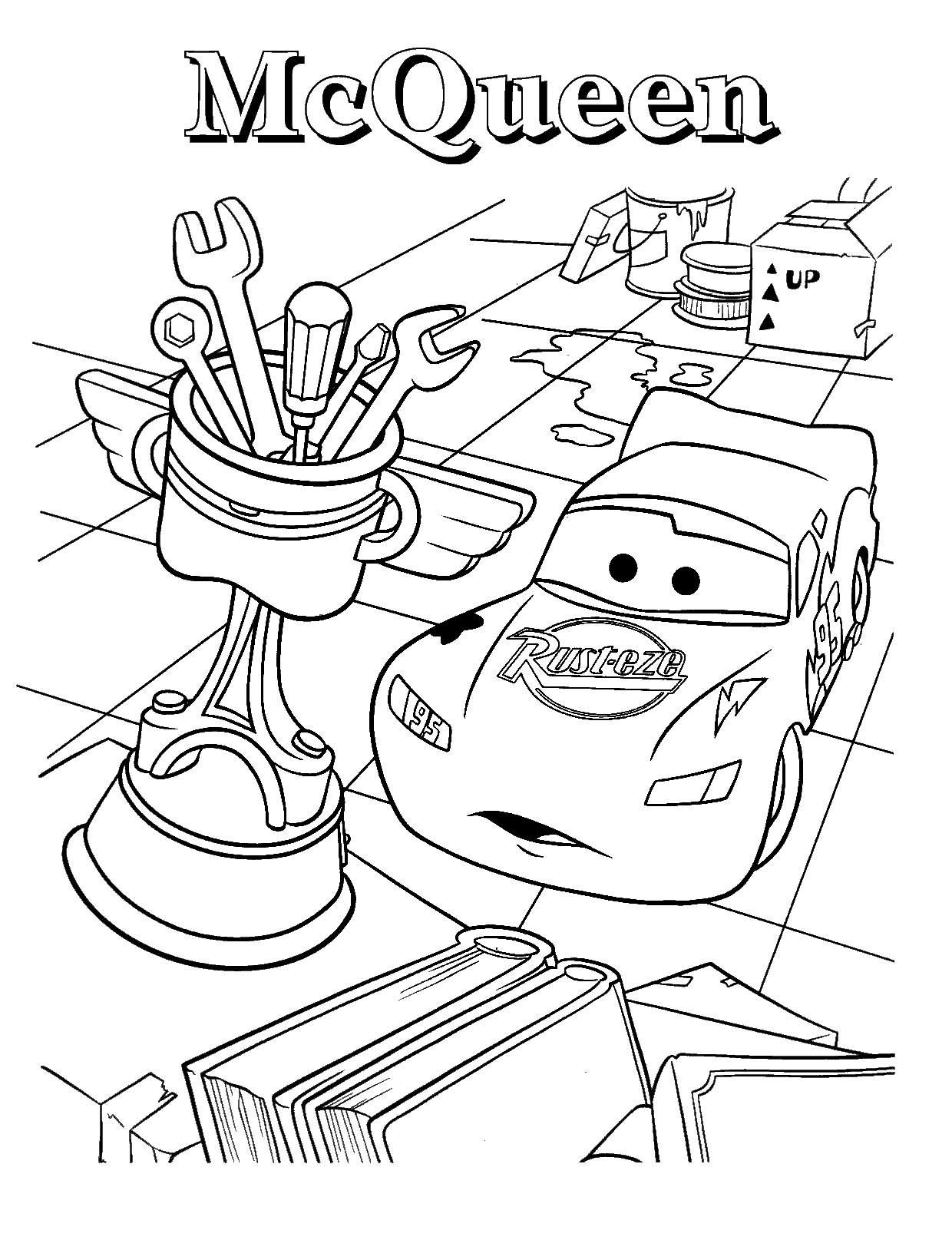 lightning mcqueen side view coloring page
