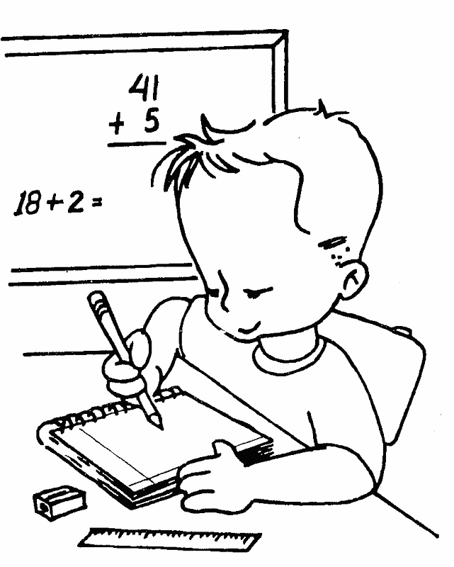 Child Doing Math Coloring Page