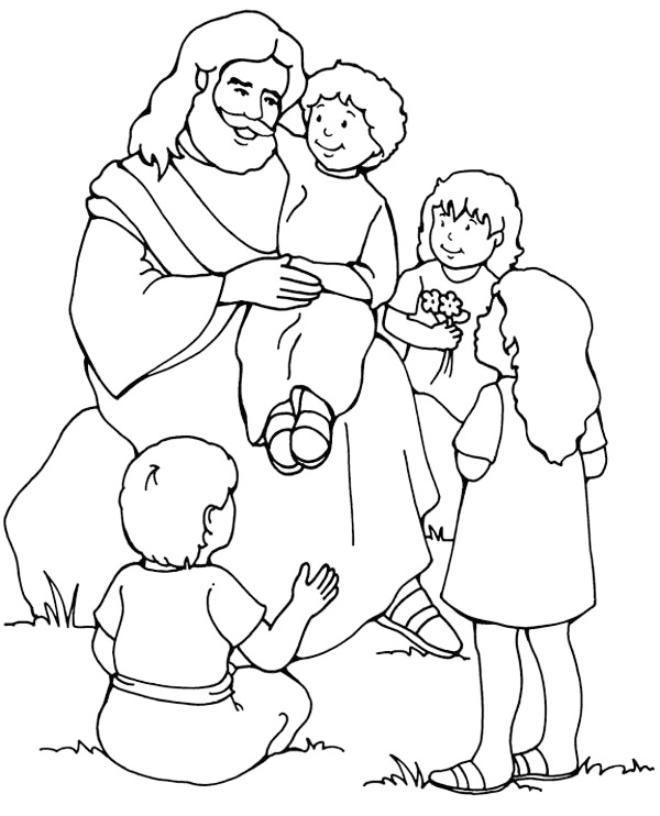 Jesus Children Coloring Page