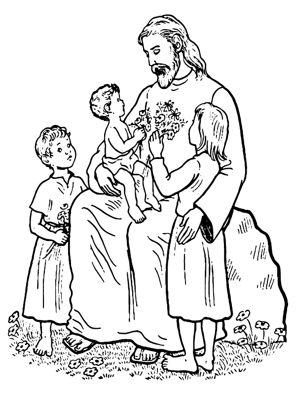 Jesus Loves The Little Children Christian Coloring Page