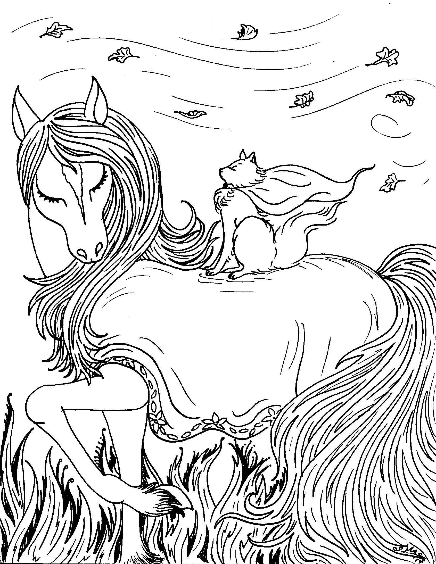 855 Cute Printable Coloring Pages Fantasy with Animal character