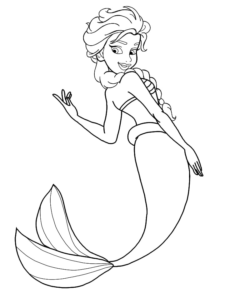 Mermaid Elsa Coloring Page