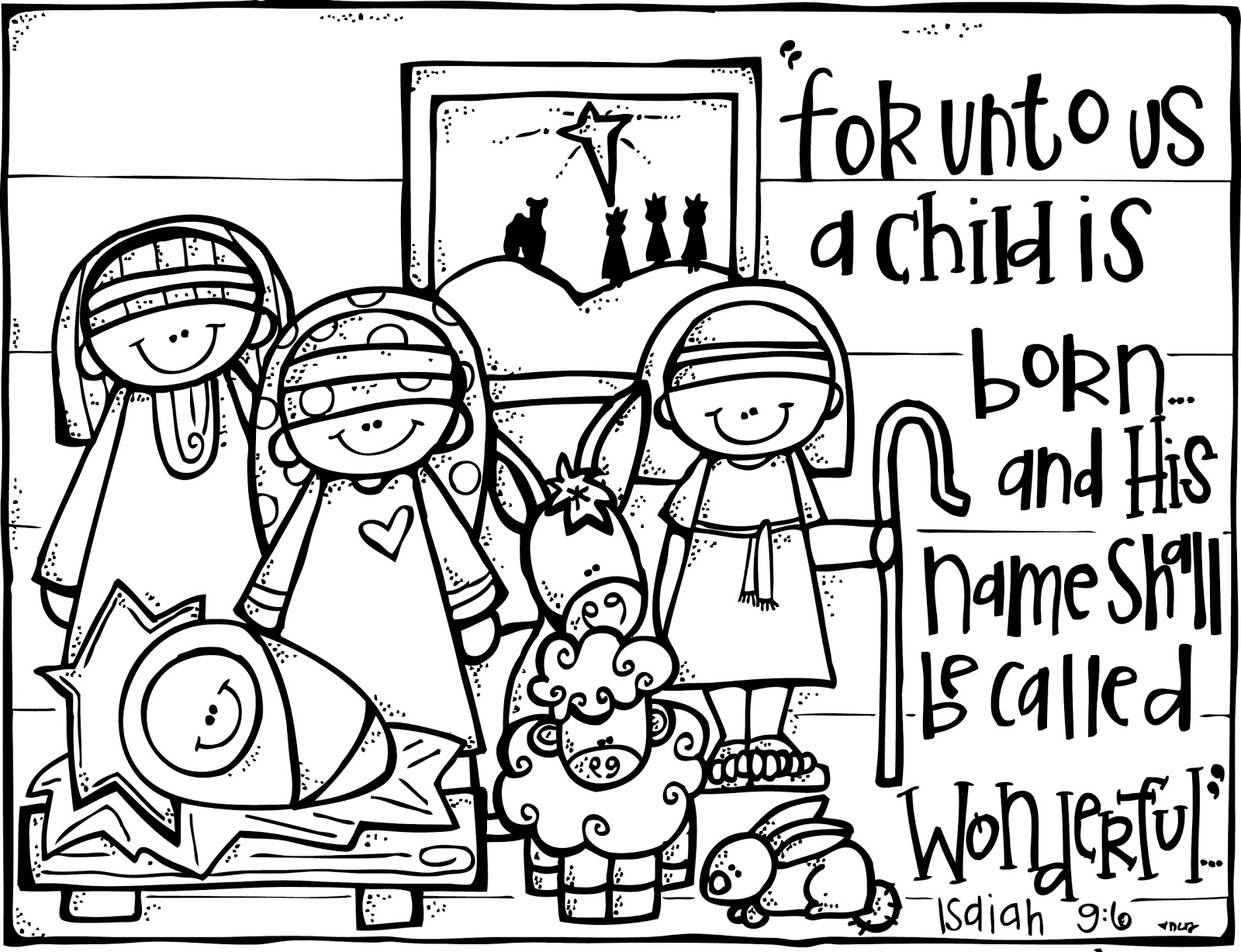 Nativity Christmas Card Coloring Pages