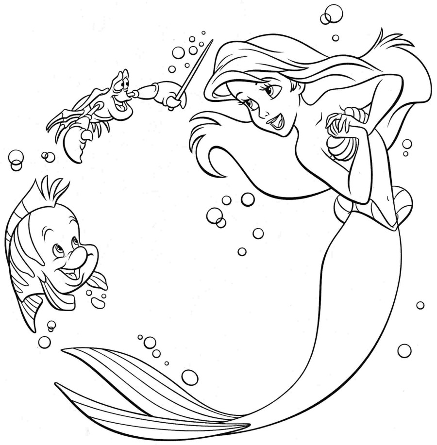 Gambar Ariel Coloring Pages Kids Mermaid Frozen di Rebanas - Rebanas