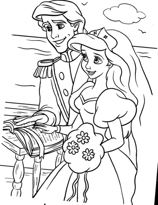 456 Simple Coloring Pages Of Ariel And Eric for Adult