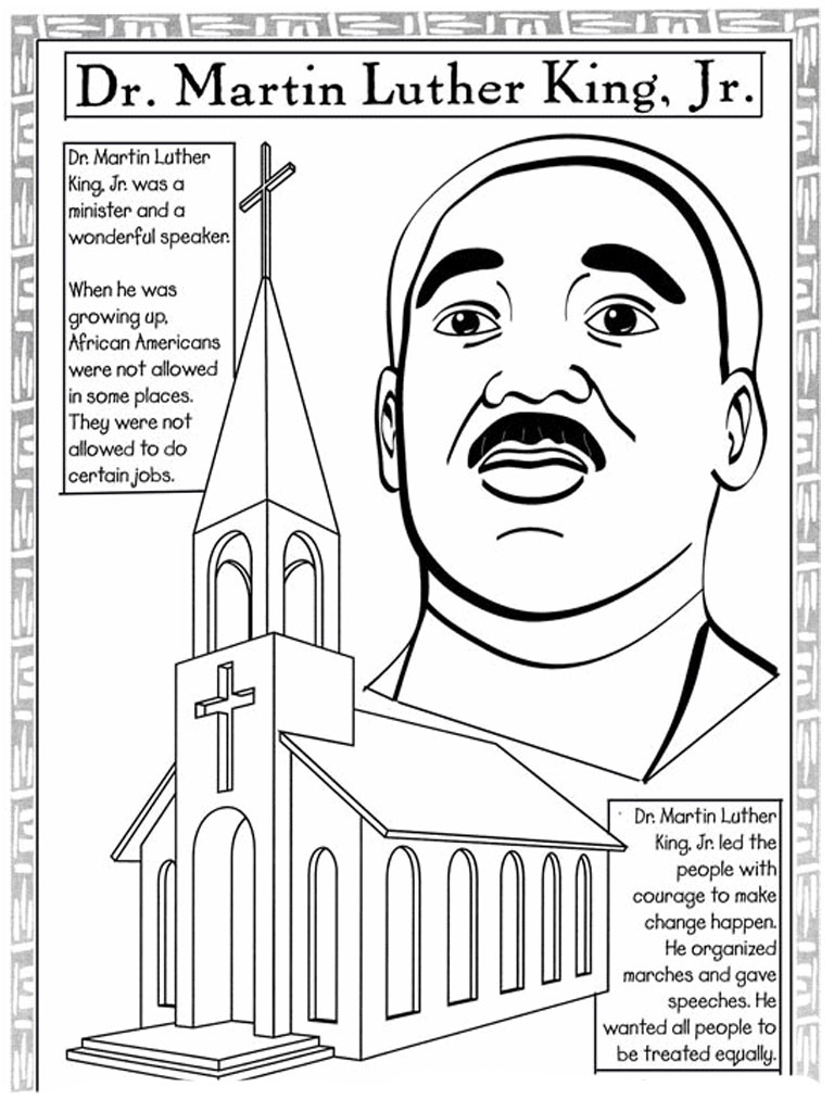 455 Animal Martin Luther King Coloring Page with Animal character