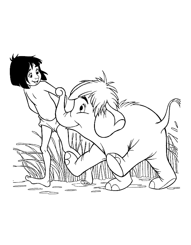 Coloring page - Mowgli com fogo
