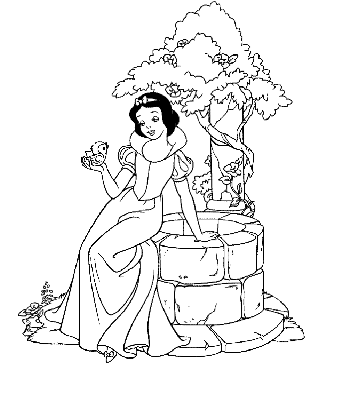 Snow White At The Well Coloring Page