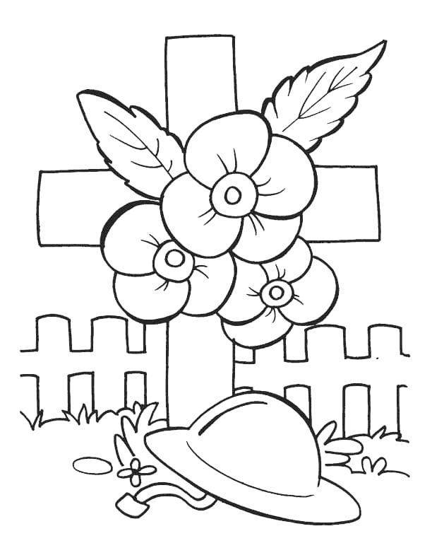 Memorial Day Cross Coloring Page