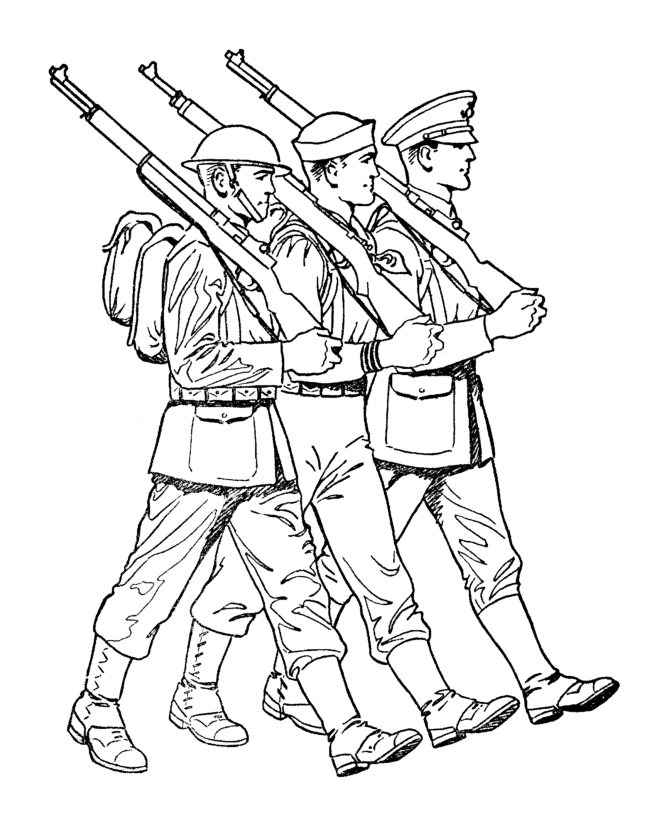 Soldiers Marching Coloring Page