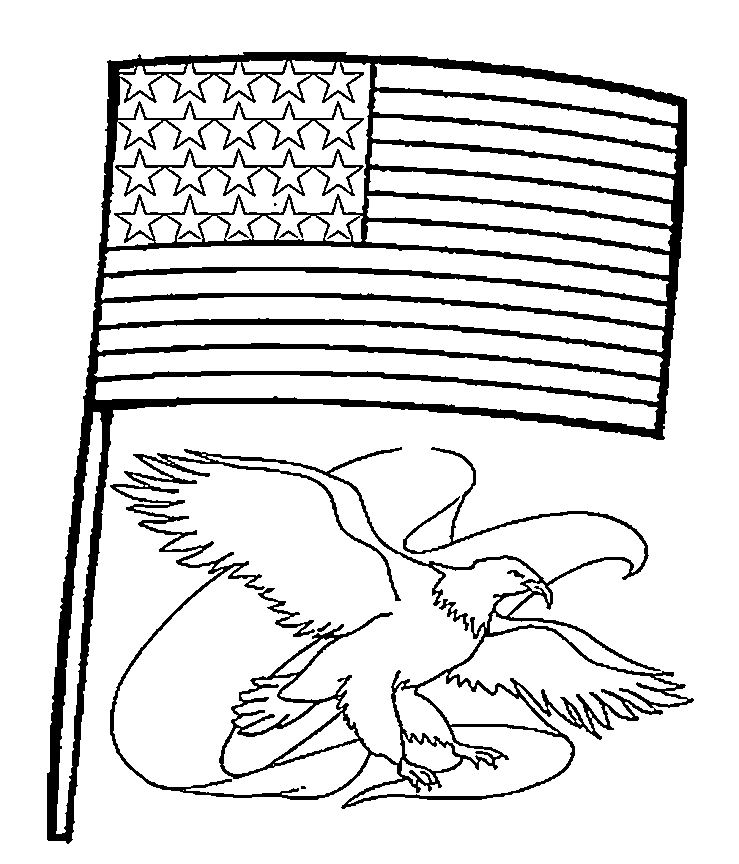 Eagle And American Flag Coloring Page