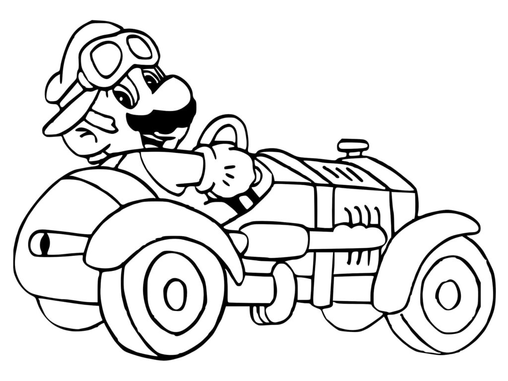 Mario Driving Coloring Page