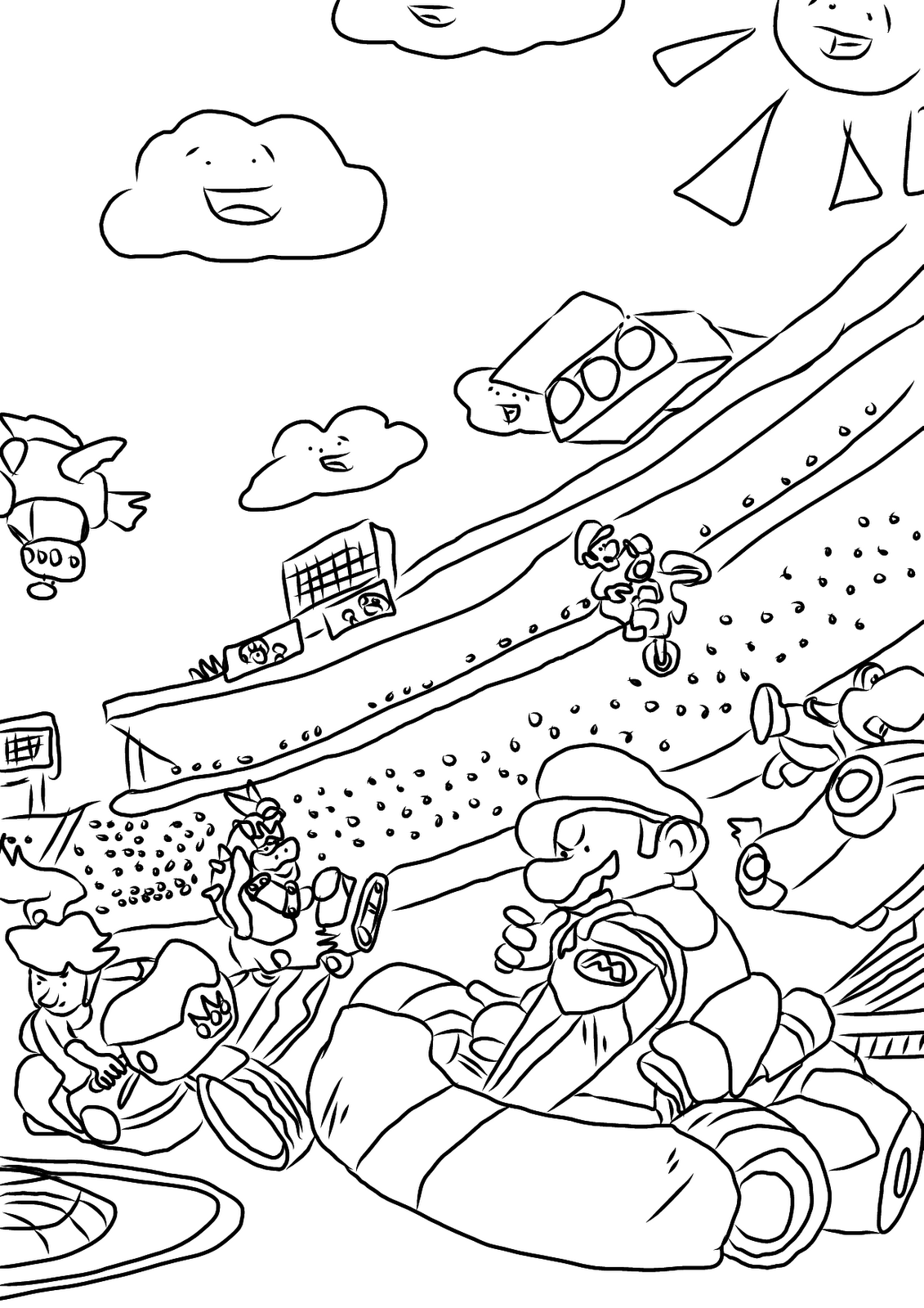Coloriage Mario Kart Double Dash