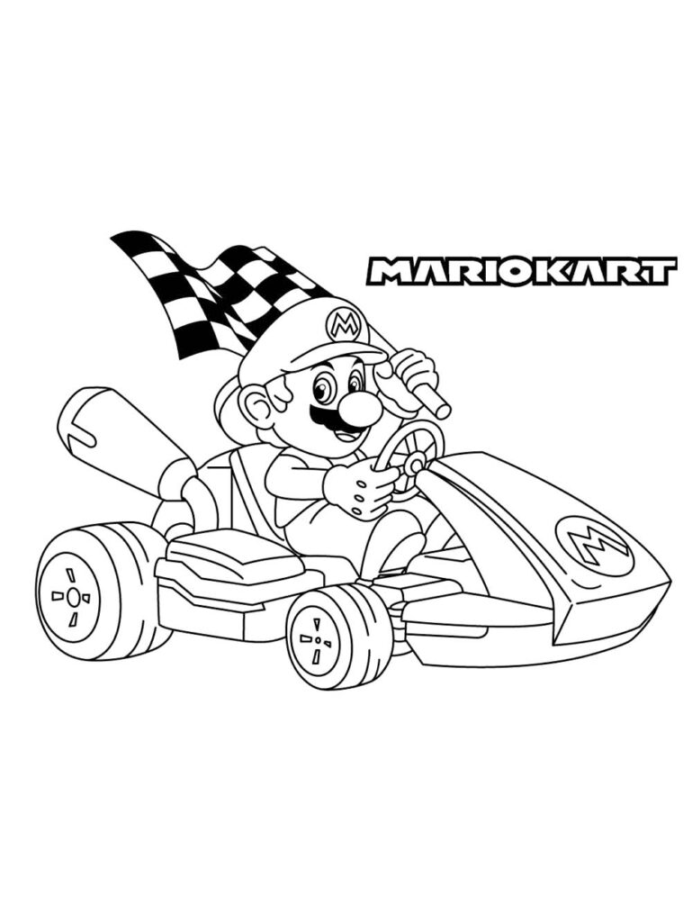 Mario Kart Video Game Coloring Page