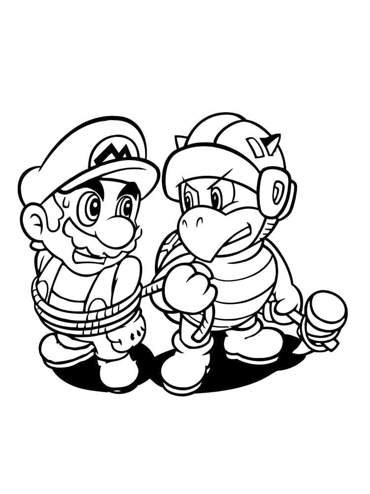 Mario Is Tied Coloring Page