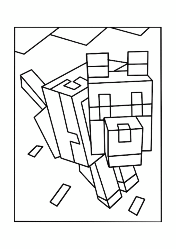 Minecraft Dog Coloring Page