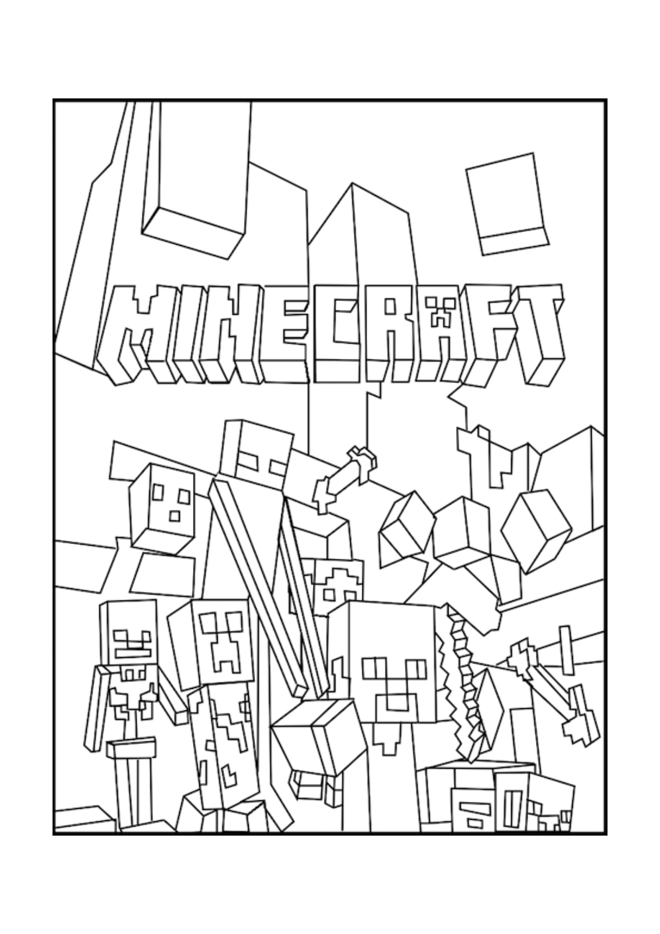 minecraft logo coloring pages