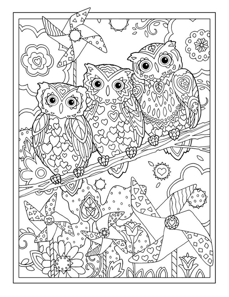 Download OWL Coloring Pages for Adults. Free Detailed Owl Coloring Pages