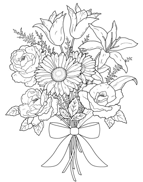 wedding bouquet coloring pages