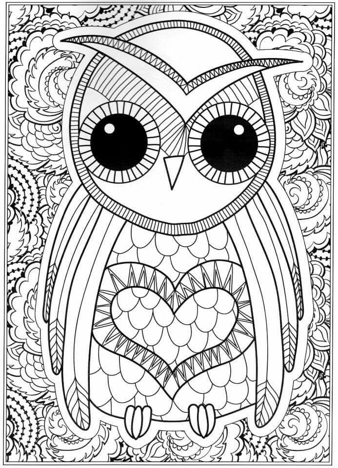OWL Coloring Pages for Adults. Free Detailed Owl Coloring  
