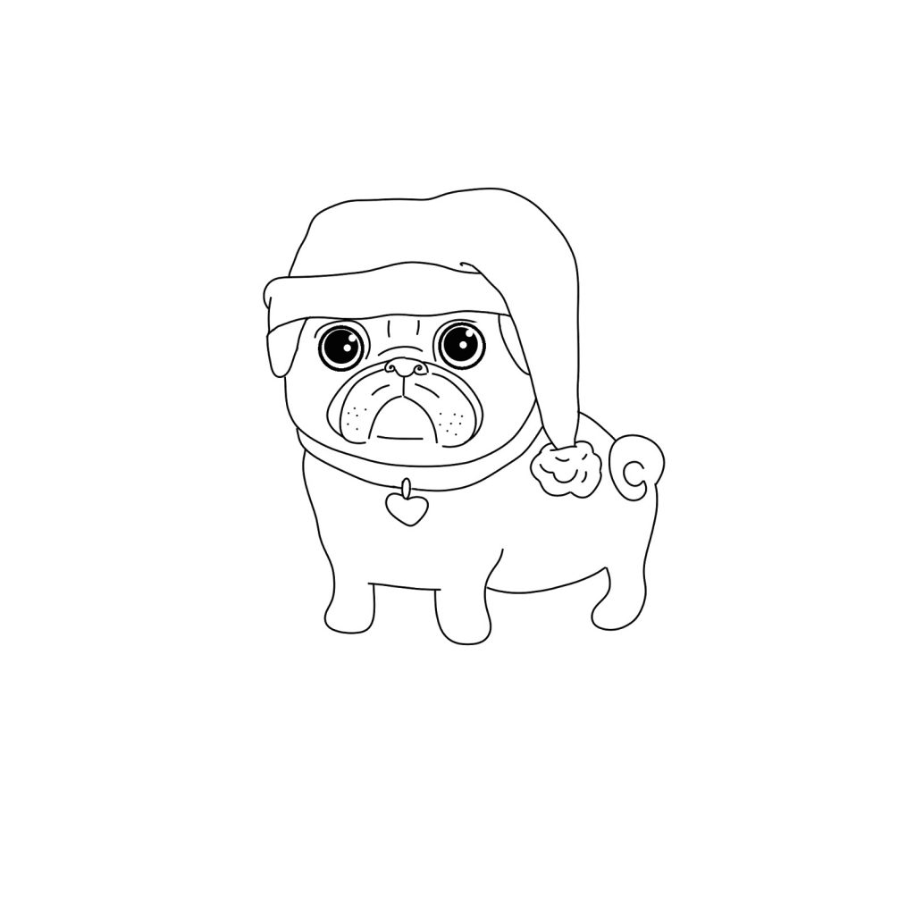 Christmas Pug Coloring Pages Coloring Pages