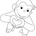 Curious George Coloring Pages Heart