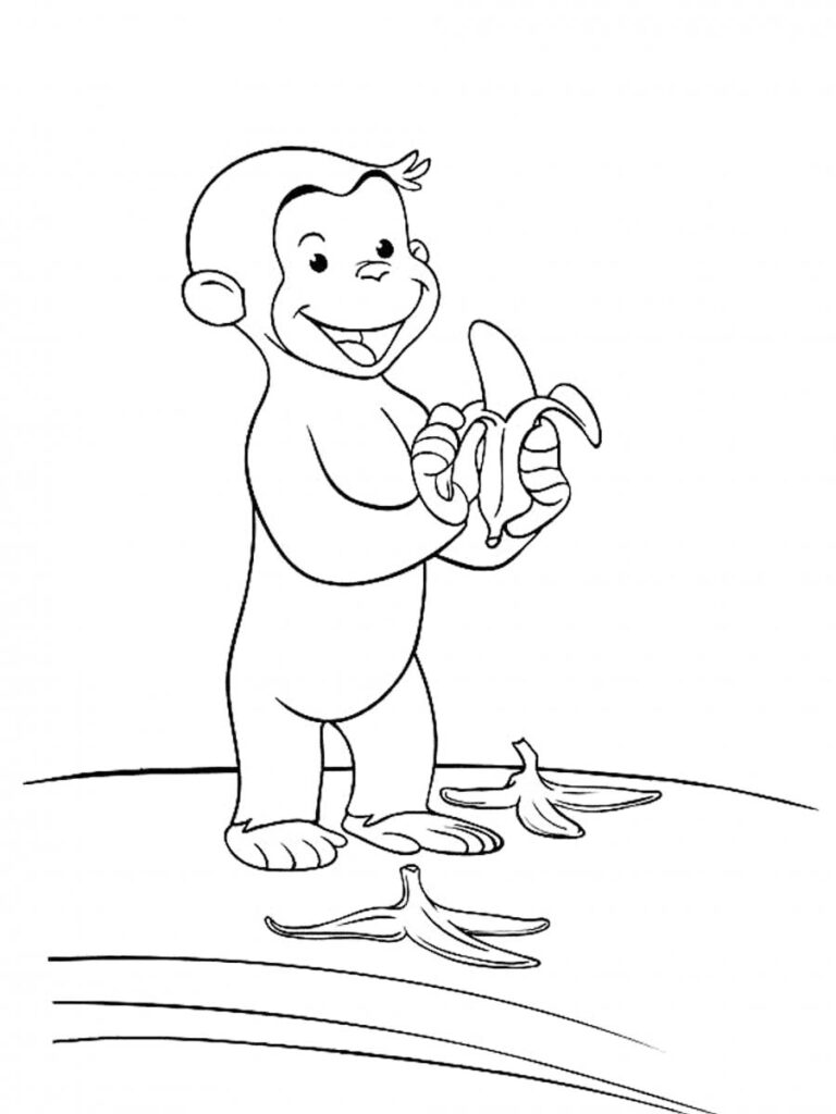 Curious George Eats Bananas Coloring Page