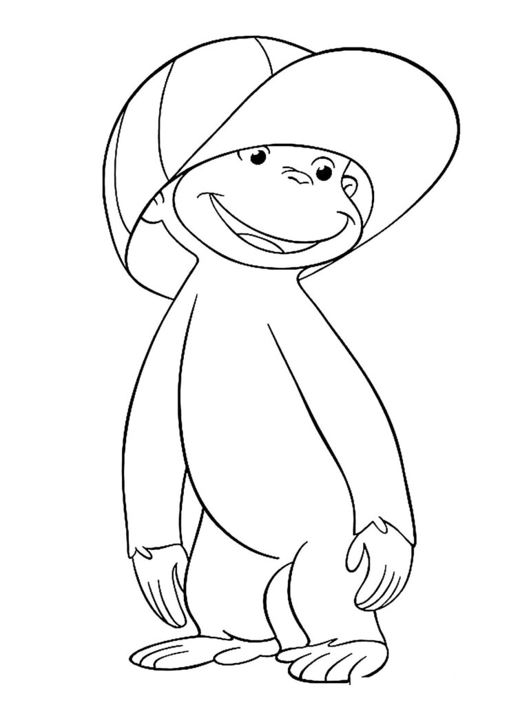 Curious George In A Baseball Cap Coloring Page