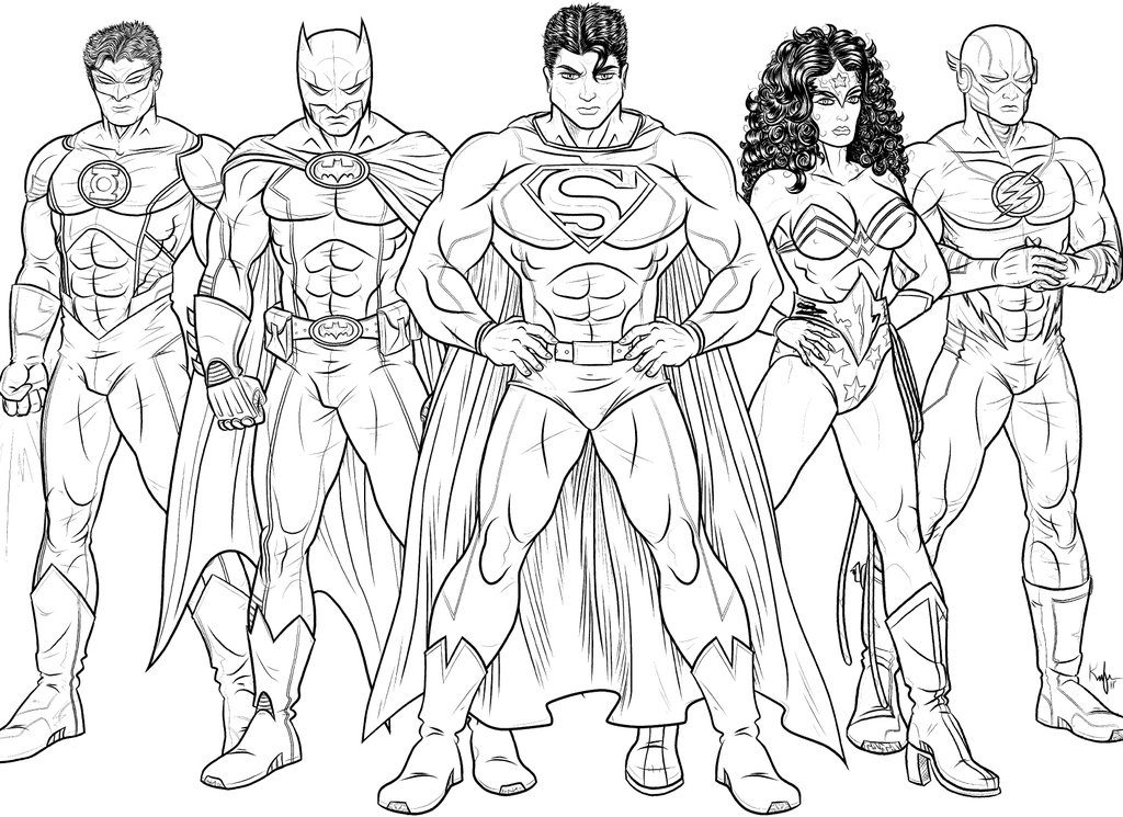 Cartoon Justice League Coloring Pages with simple drawing