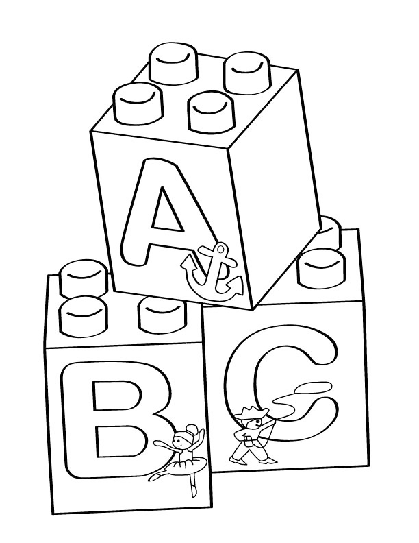 Abc Lego Blocks Coloring Page