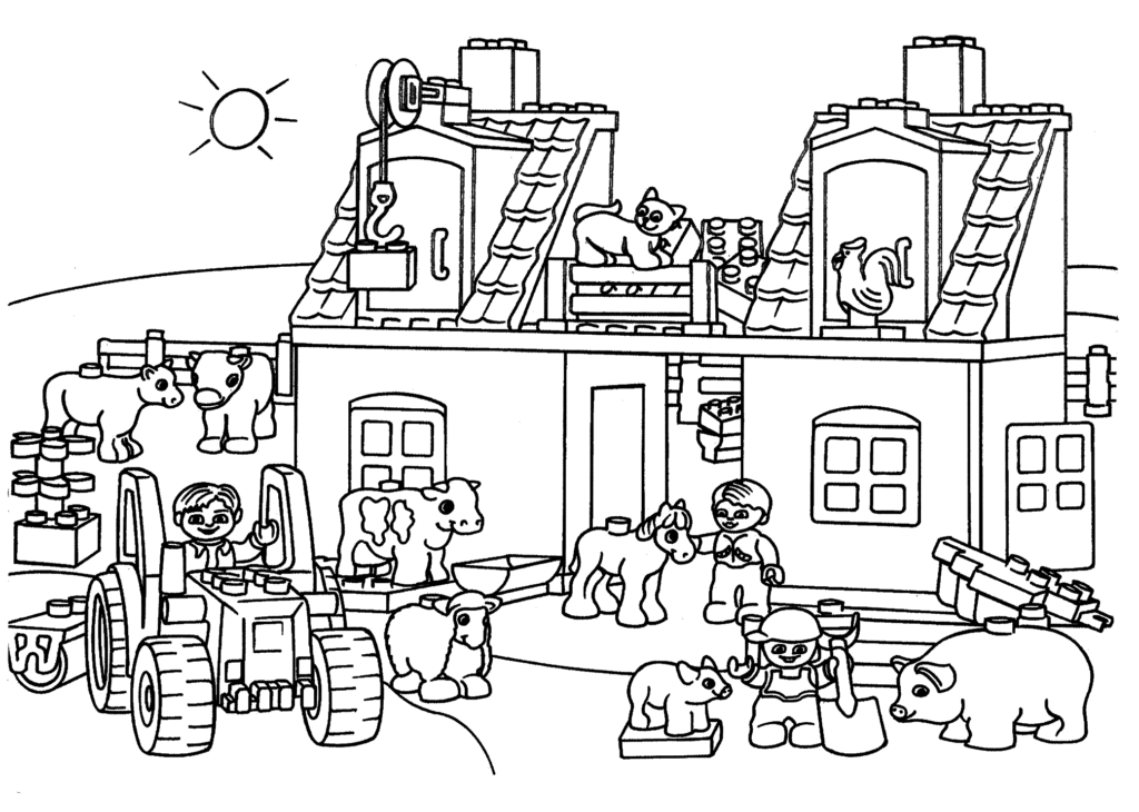 Lego Farm Town Coloring Page