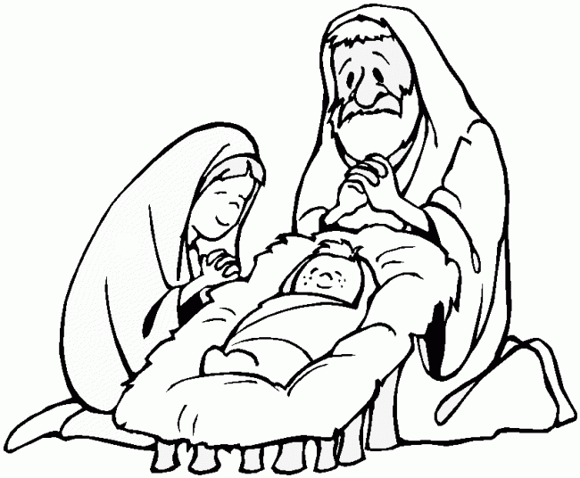 baby jesus in the stable coloring pages