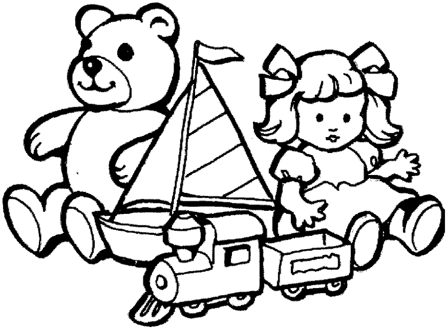 Coloring Pages Children With Toys 6