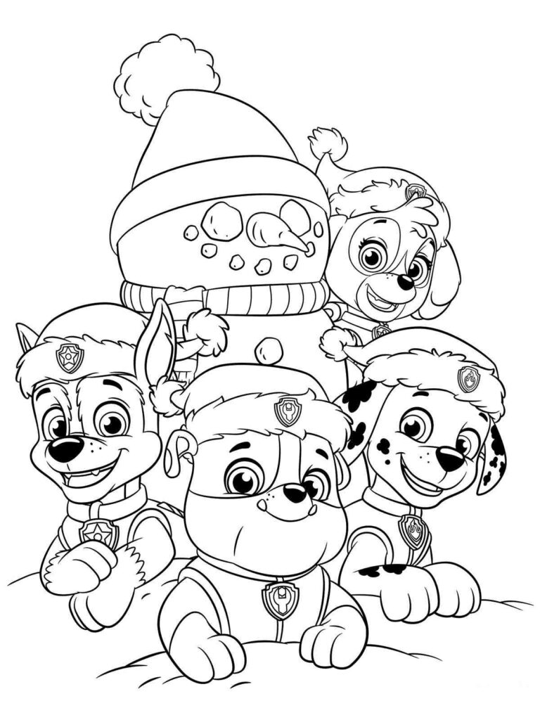 Christmas Paw Patrol Coloring Page