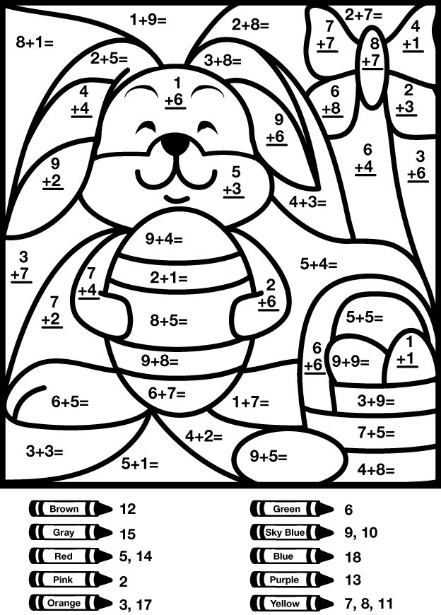 Free Printable Addition Color By Number
