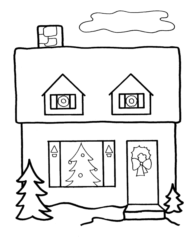 Easy House Coloring Page