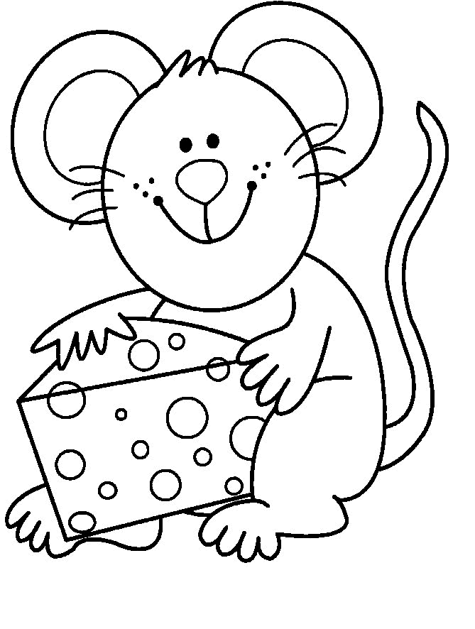 Easy Mouse With Cheese Coloring Page