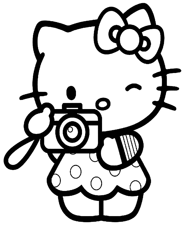 Hello Kitty Is Kawaii Coloring Page