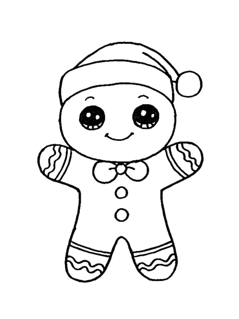 Kawaii Gingerman Coloring Page