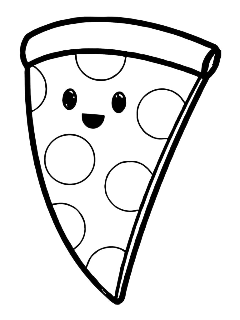 Kawaii Pizza Coloring Page