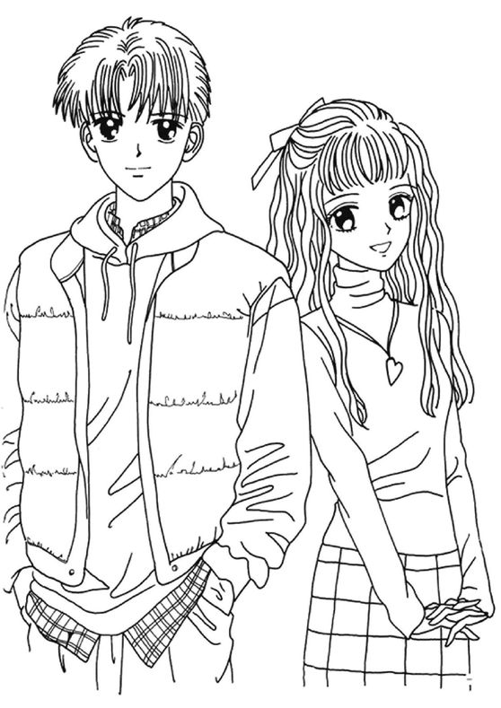 cute anime couple coloring pages to print