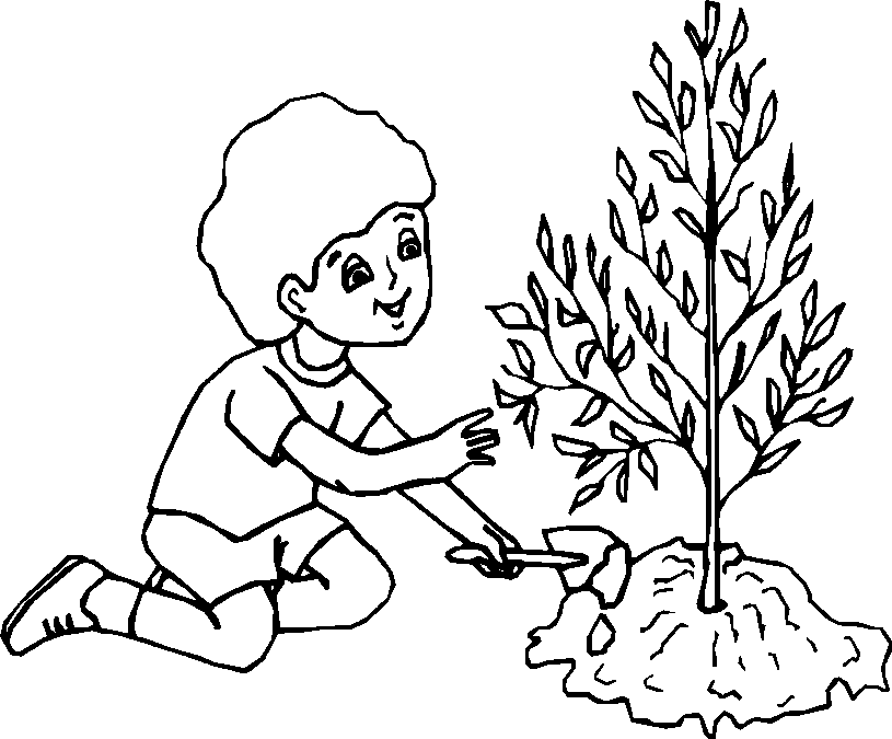 Child Planting A Tree Coloring Page