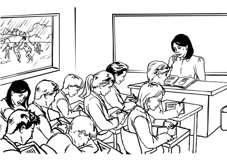 Students And Teacher Coloring Page