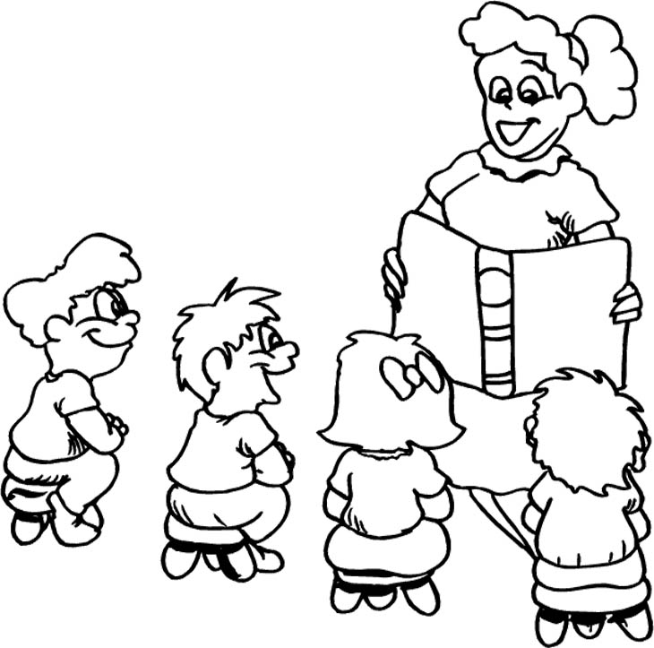 teacher reading coloring pages