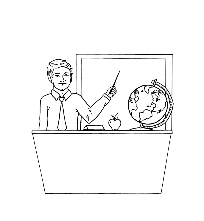 Teacher At The Board Coloring Page